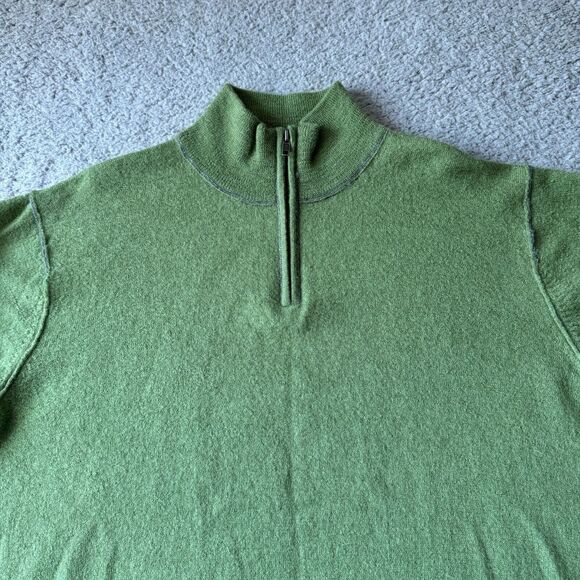 NEW Martin Gordon Sweater Mens Large Green Wool 1/4 Zip Pullover Preppy Outdoor - Picture 4 of 10